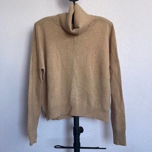 Antonio Melani Turtleneck Convertible Cashmere Sweater in Light Camel